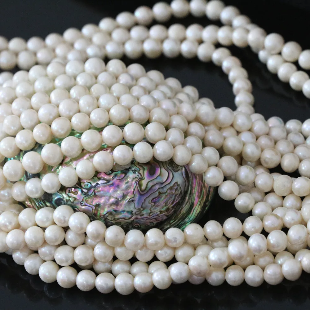 Hot sale natural white freshwater pearl beads approx round 7-8mm fashion top quality loose jewelry making 15inch B1323