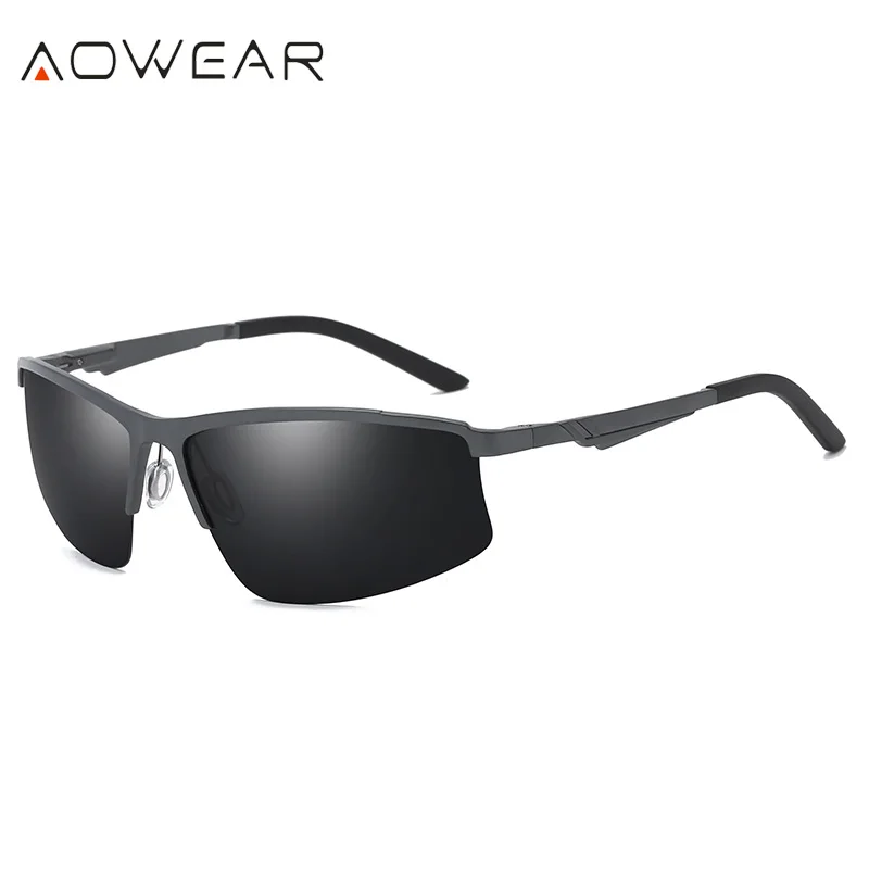 AOWEAR 2018 натуральная алюминиево-магниевый Rimless Солнцезащитные очки Мужчины поляризованные Зеркало Солнцезащитные очки Мужские Спорт на