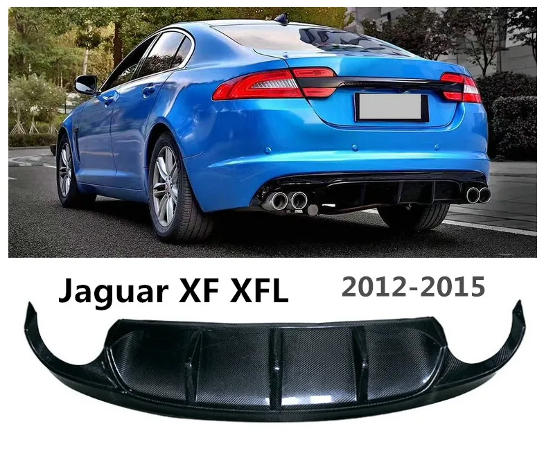 Углеродного волокна задний спойлер для Jaguar XF XFL 2012 2013 2014 2015 высокое качество бампера Диффузор автомобилей Аксессуары 2*2 = 4 выхлопных газов