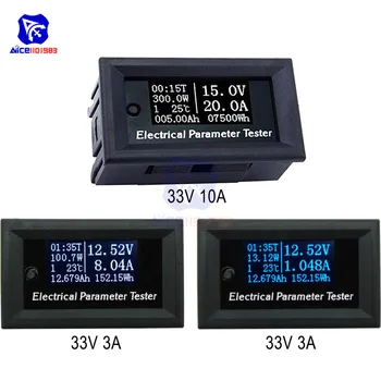 

33V 3A 33V/100V 10A OLED 7 in 1 Multimeter Tester Voltage Current Watt Time Temperature Battery Capacity Meter Detector w/ Wire