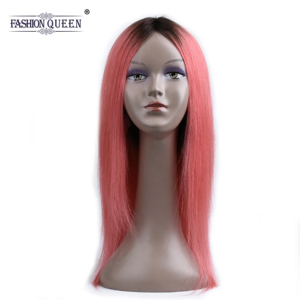 Модные queen hair Ombre 1B Розовый Натуральные волосы парики предварительно Цветной прямые натуральные волосы 1B/розовый парики для Для женщин