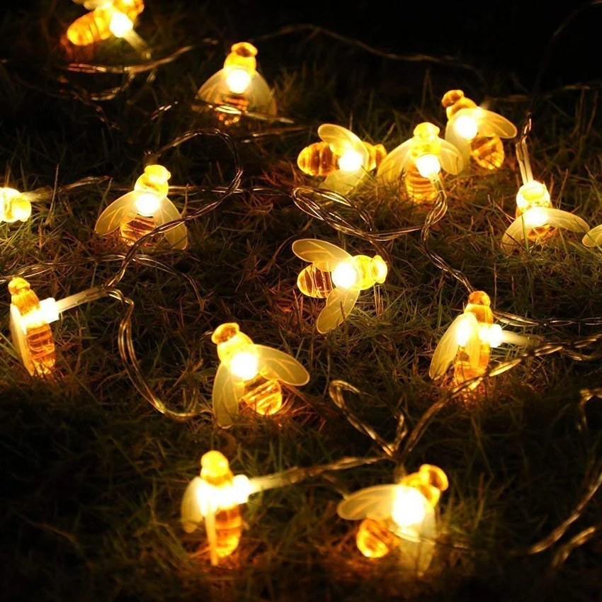 10 светодиодов 20 светодиодов 30 светодиодов 40 светодиодов медовая пчела светодиодный светильник s Открытый водонепроницаемый сад патио забор освещение беседки для рождественской вечеринки
