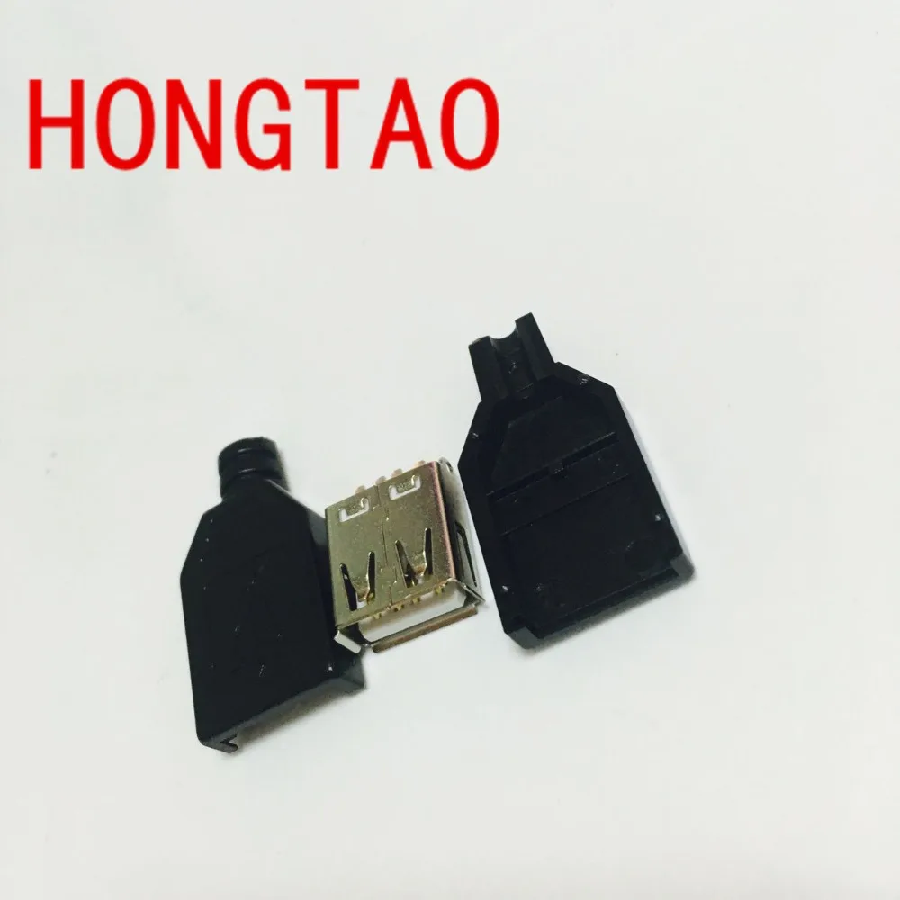 

10pcs DIY USB 2.0 A Female Plug Socket Connector & Plastic Cover USB Plug Adapter USB Connector USB Socket for DIY Black AQJG