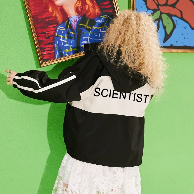 ELF SACK 2019 New Harajuku Woman Jackets Full Stand Patchwork Outerwear Women Coats Streetwear Female Coats Ladies Sudadera