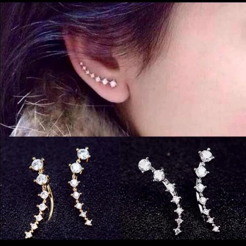 

Hot Cuffs Earring Sweep Wrap Silver Plated Pearl Crystal Summer Style Ear Cuff Piercing Clip Earrings For Women Punk Jewelry
