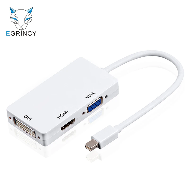 

3 In 1 Mini DP Thunderbolt To HDMI DVI VGA Adapter Cable 1080P DisplayPort Converter For Macbook Air iMac Microsoft Surface Pro