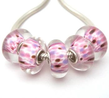 

JGWG289 5X 100% Authenticity S925 Sterling Silver Beads Murano Glass beads Fit European Charms Bracelet diy jewelry Lampwork