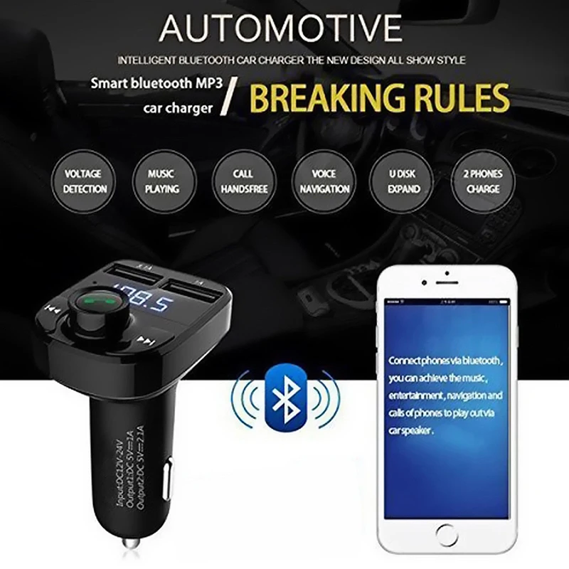 Car o MP3 Player with Quick Charge Dual USB Car Charger FM Transmitter Aux Modulator Bluetooth Handsfree Car Kit