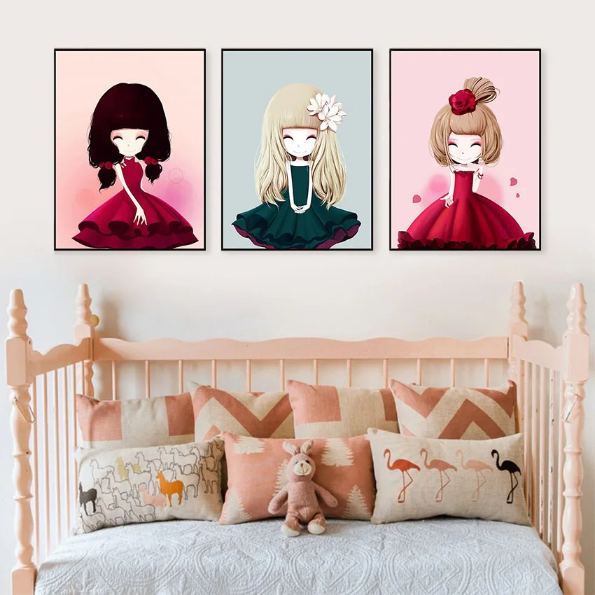 

Every Girl Is A Little Princess Cartoon Prints and Posters Canvas Art Nursery Bedroom Canvas Paintings Wall Pictures Home Decor