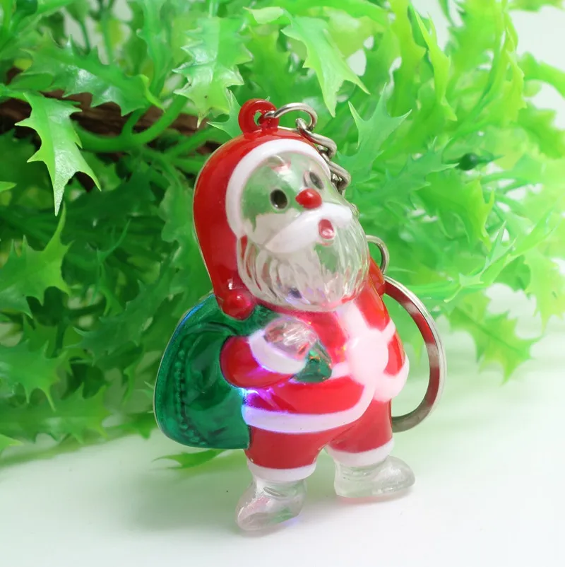 Christmas gifts font b LED b font key chain Santa series white Snow Christmas tree transparent