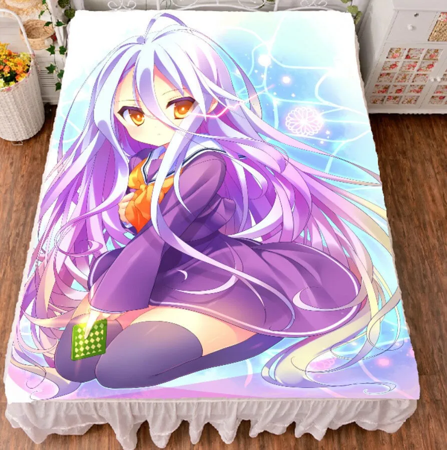  Anime Bedspreads Coverlets No Game No Life Shiro Flat Bed Sheet Blanket