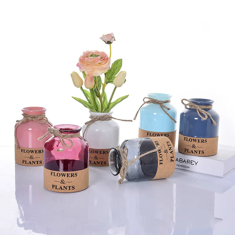 

Creative modern minimalist color glass vase flower home decoration table flower vase crystal jars jarrones decorativos moderno