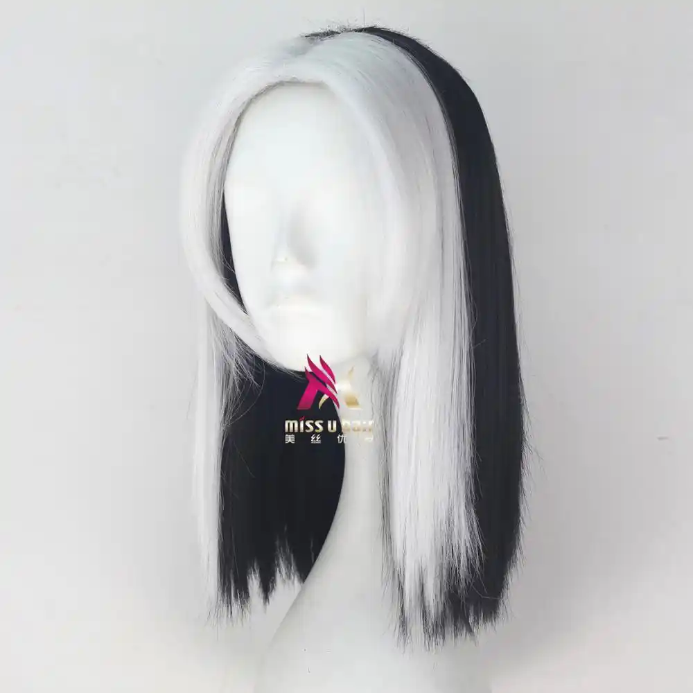 Miss U Hair Women Short Wavy Burgundy Black Brown And White