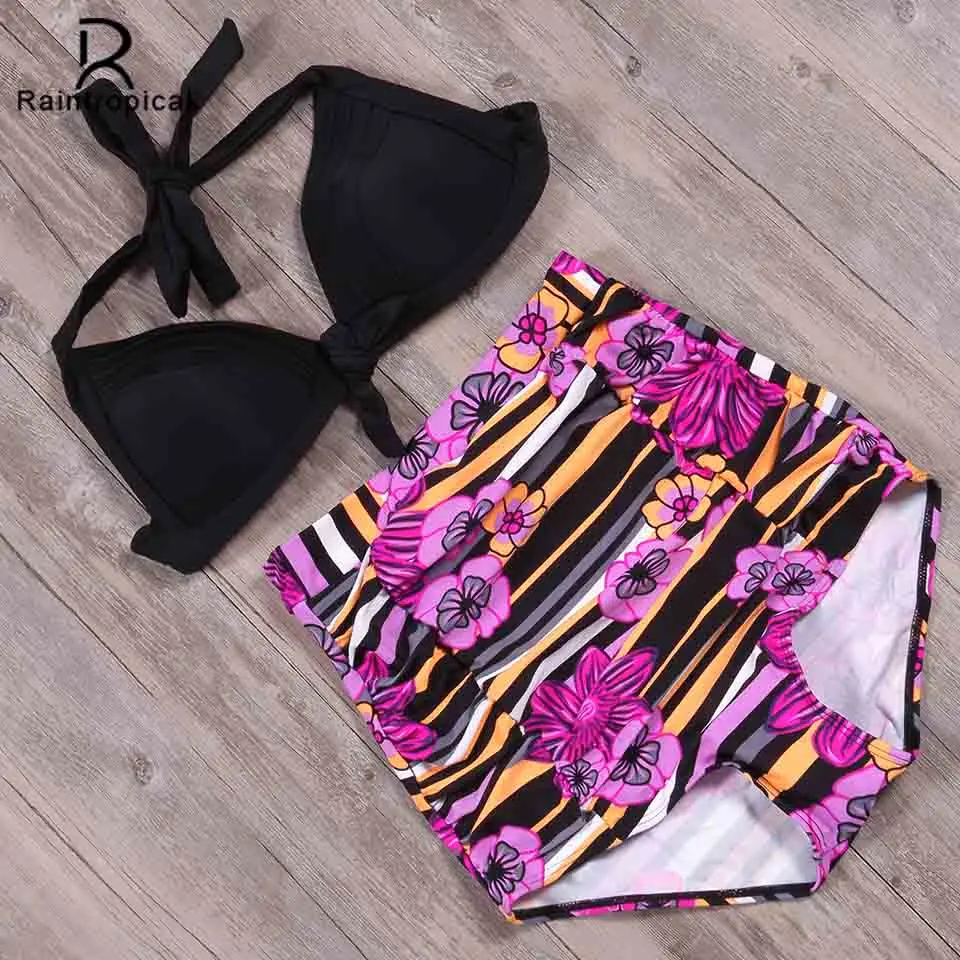 

Raintropical Sexy Bikini Women Swimsuit Push Up Swimwear Halter Solid Brazilian Bikini Set Beachwear Bathing Suits Dot Swim Wear