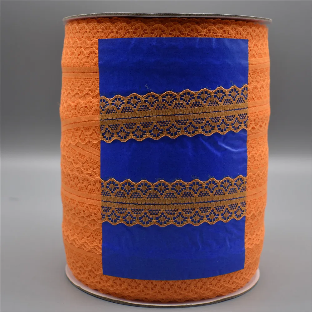 400 ярдов/рулон белой кружевной ленты ширина/28 мм кружевная отделка DIY вышитая швейная африканская кружевная ткань Кружевная аппликация материал - Цвет: Orange
