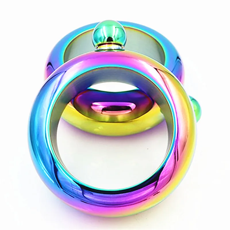 

Stainless Steel Portable 3.5oz Booze Bangle Flask Whiskey Alcohol Drink Round Container