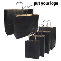 10 шт./лот подарочные сумки с ручками Multi-function High-end черные бумажные пакеты 6 размер Recyclable Экологическая сумка