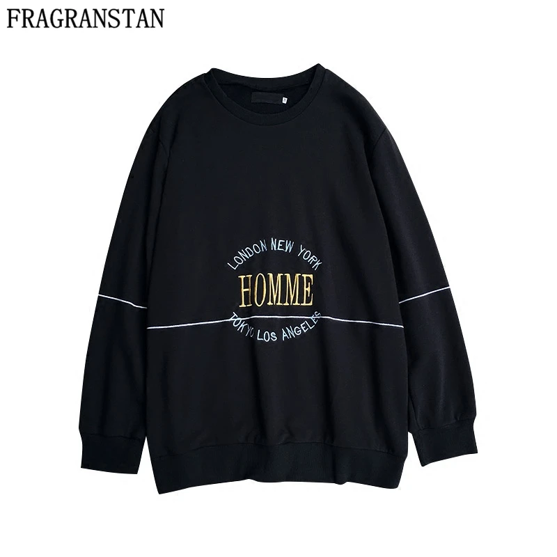 

Spring Autumn Women Fashion Solid Color Letter Embroidery Cotton Sweatshirts Female Black Long Sleeves Casual Elegant Tops GH121