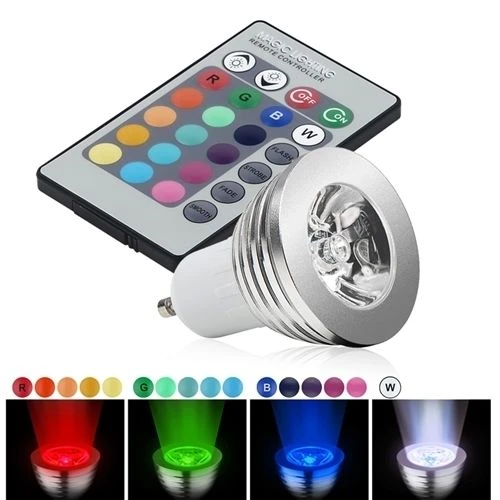 1pcsLowest price RGB lamp led E27 E14 GU10 GU5.3 85-265V RGB LED Bulb RGB Spotlight with24Keys IR Remote Controller 5W LED Lamp led spotlights indoor