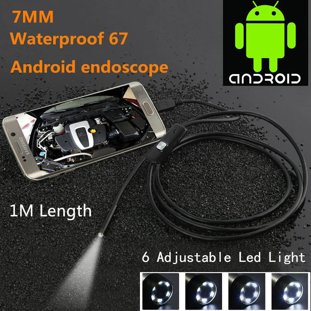 Водонепроницаемый 480P HD 7 мм объектив инспекционная труба 1 м эндоскоп мини USB камера змеиная трубка с 6 светодиодами бороскоп для Android телефона ПК
