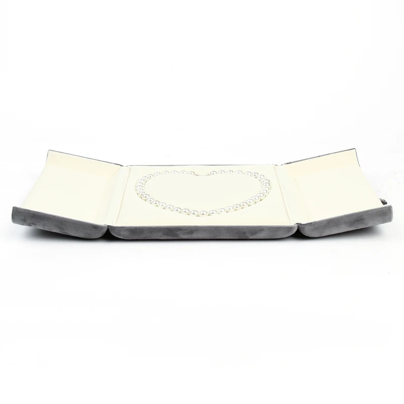 Серый цвет жемчужное ожерелье в коробке коробка для упаковки ювелирных изделий Внутренний сердечник использовать бежевый мягкий бархат и он подходит груша длиной 42-48 см