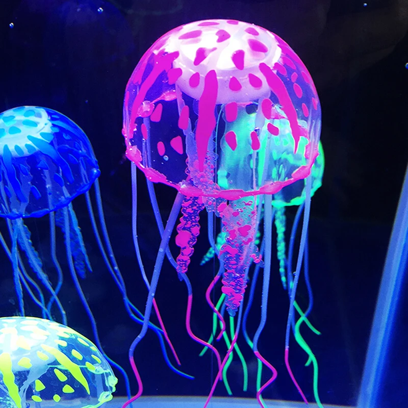 

New 2019 Aquarium Ornaments Fish Tank Decoration Landscaping Ornament Fluorescent Simulation Jellyfish Ornament Pet Decor