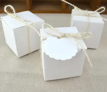 

White Square Jewelry Box Snack box Event & Party Supplies Hand Soap Box Wedding Favor Candy boxed Watch Box with Ribbon Card