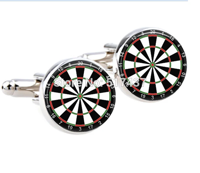 

CF-066 1 pair wholesale cuff links for men Dart Board Cufflinks Round Glass Hand made Cuff Links men shirt cufflinks