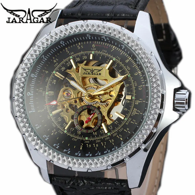 

JARAGAR 2017 Casual Sport Series Gold Gear Automatic Men Wrist Watch Top Brand Luxury Mechanical Transparent Skeleton Watches