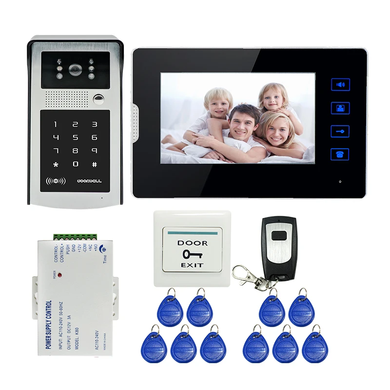 FREE SHIPPING 7 Color Touch Key Screen Video font b Door b font Phone Intercom System