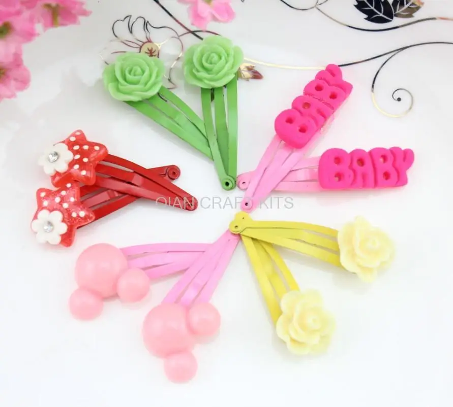 60pcs kids jewelry kawaii resin decor snap clips rainbow child hair accessory hair clip super cute with free gift box