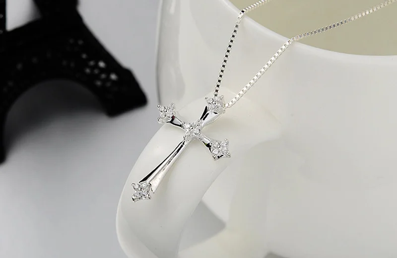 Божья любовь крест S925 Стандартный серебряный ожерелье на шею цепь для женщин 2019 Новые Подвески подарок на праздник
