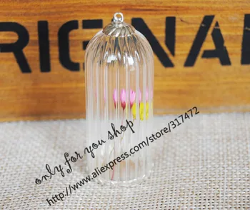 

20sets 50x20mm vertical stripes glass vial pendant & base & cap DIY glass vial pendant glass dry flower necklace pendant