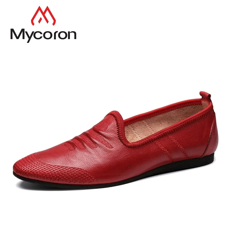 

MYCORON 2019 Spring/Autumn Men Casual Shoes Breathable Ultralight Men Boots Fashion Leather Men Flats Shoes Erkek Ayakkabi