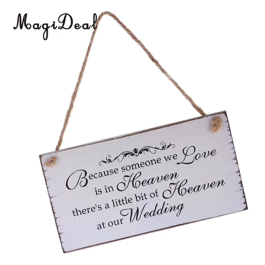 MagiDeal Because Someone We love is in Heaven Wedding Sign Memorial Hanging Plaque Vintage Wooden Hanging Board
