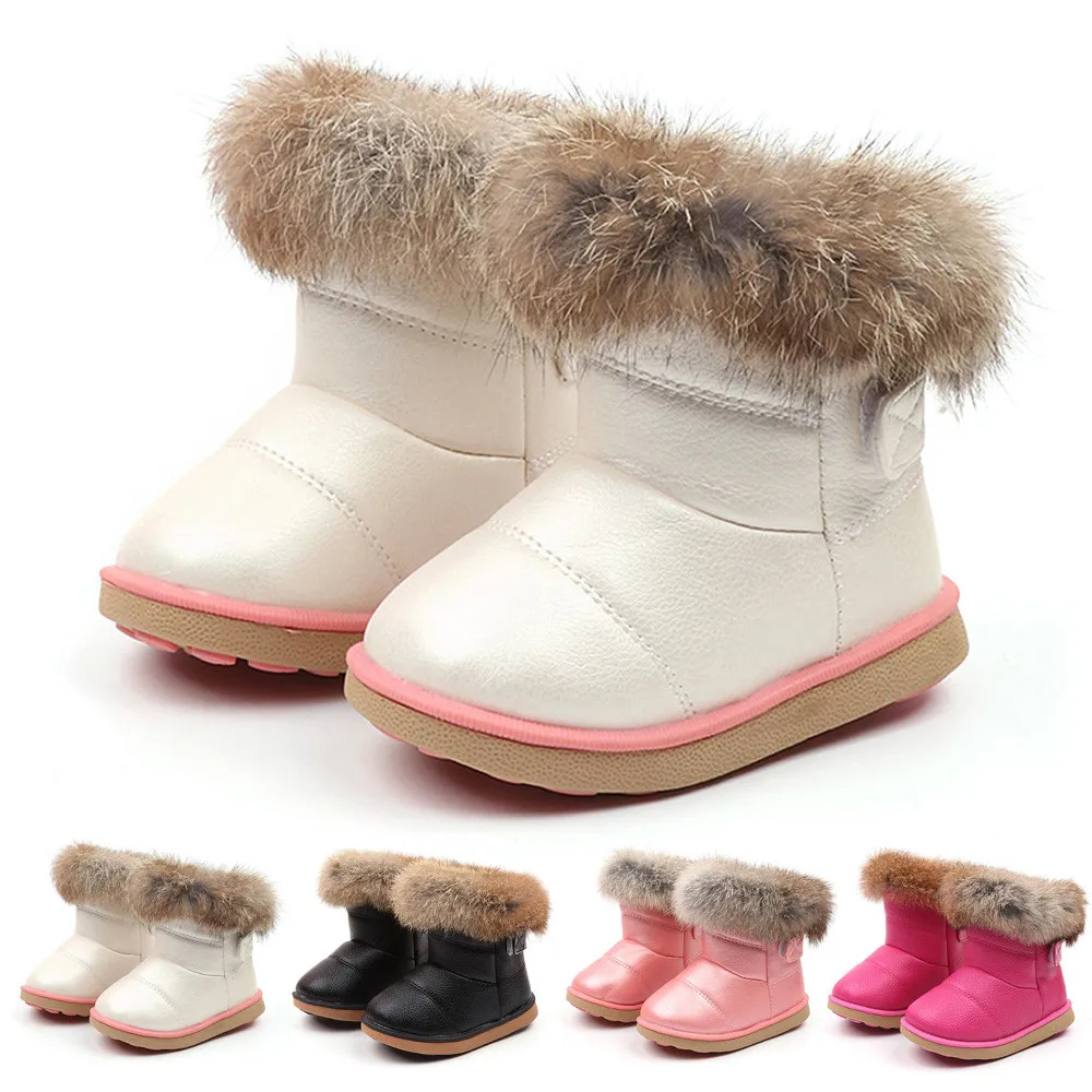 

New Style Kids Baby Infant Boys Girls Child Leather Winter Bootie Warm Snow Shoes Boots Wholesale and Drop Shipping