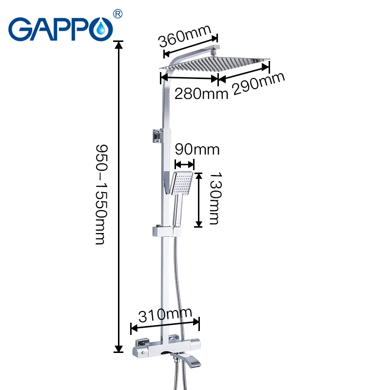 GAPPO смеситель для душа s Термостатический смеситель для ванной, смеситель для ванны, смеситель для ванны, настенный дождевой душевой набор, смесители