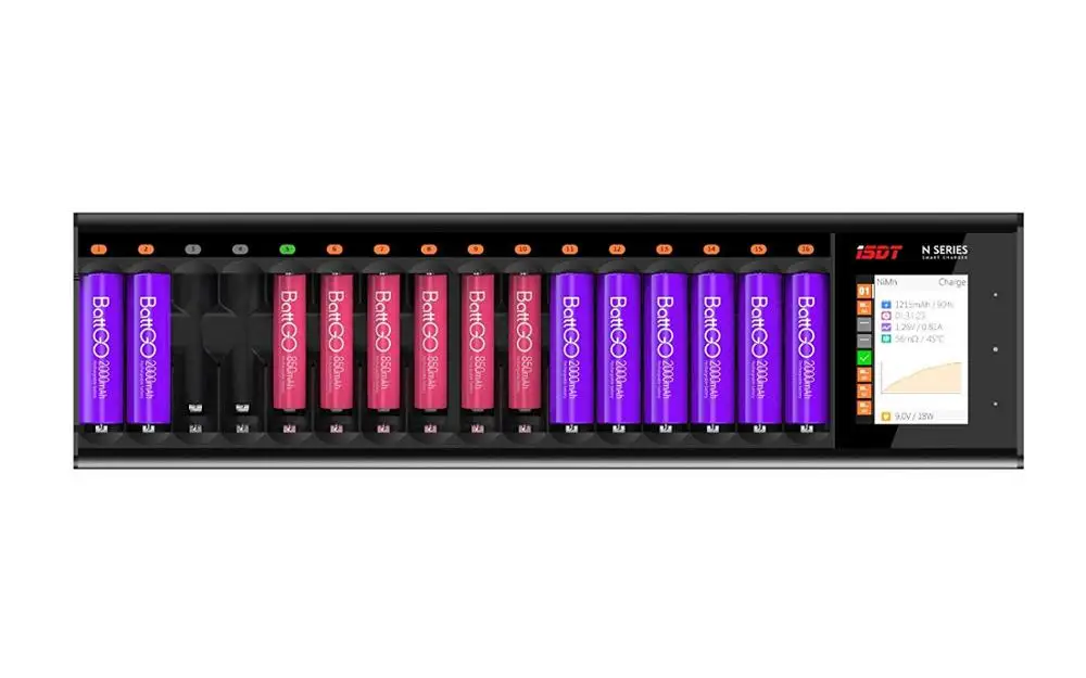 ISDT N16 36 Вт 1.5A 16-Slot Быстрое интеллектуальное зарядное устройство для аккумуляторов