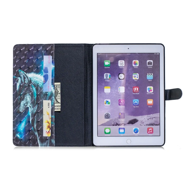 Чехол с кошельком для iPad Air 2 кожаный флип чехол кошкой волком чехлы бумажники A1566