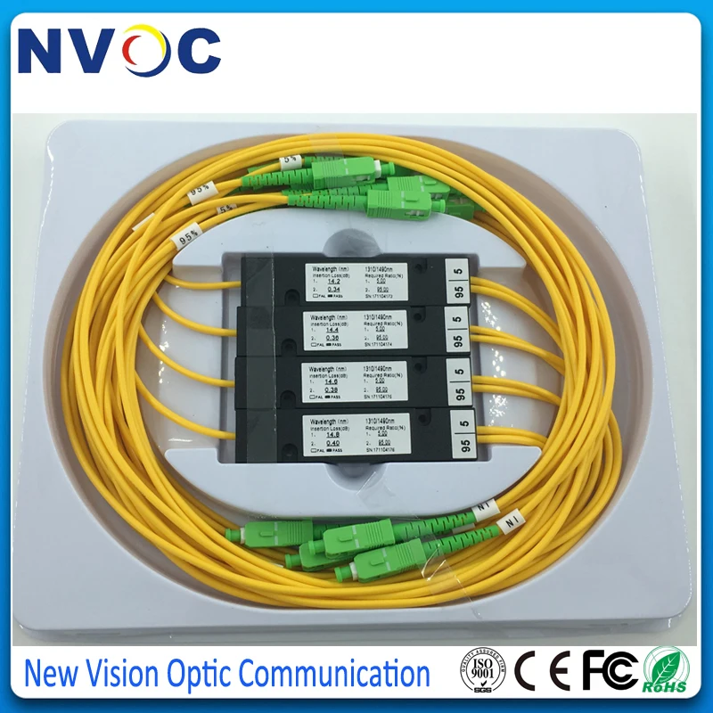 5/95 1X2 FBT оптоволоконный соединитель SM двойное окно 1490/1550 2 0 мм 1 м ABS Упаковка: 90*20*10