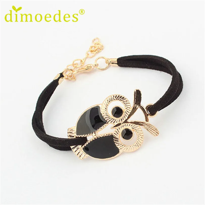 Best seller Diomedes Free Shipping High quality Korean Fashion Womens Girls Vintage Owl Decoration Faux Leather Bracelets Jun17