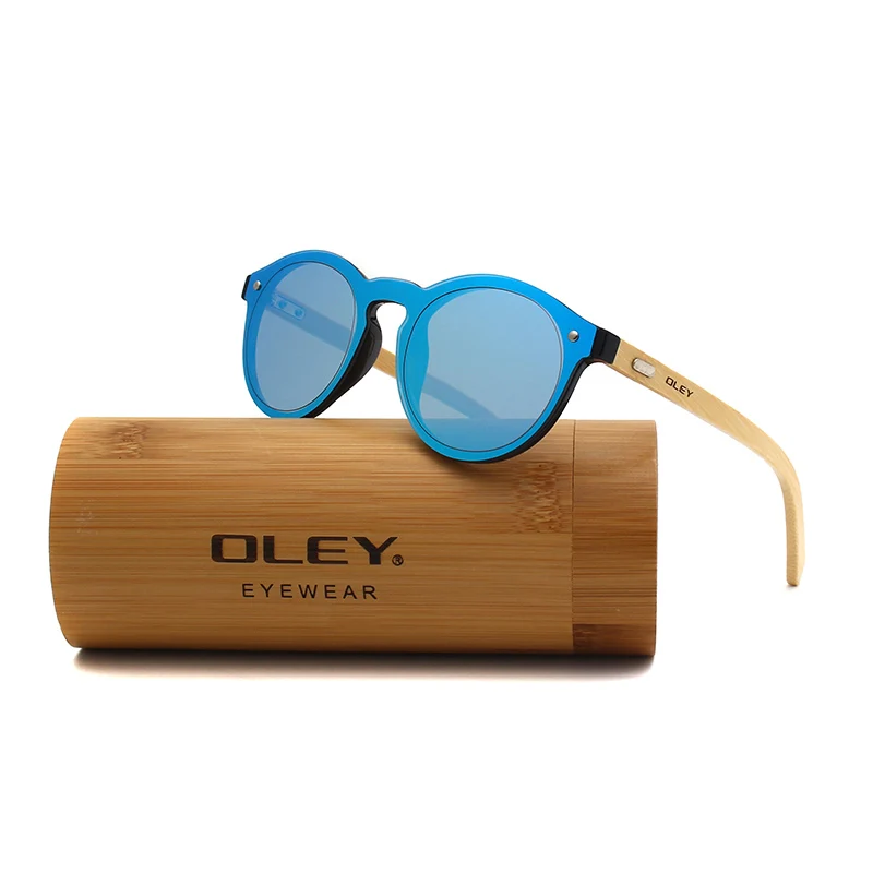 OLEY, брендовые, бамбуковые, цветные, пленочные солнцезащитные очки, женские, классические, круглые, в целом, Плоские линзы, модные, Ретро стиль, женские солнцезащитные очки Z0479 - Цвет линз: Z0479 C3ZBOX
