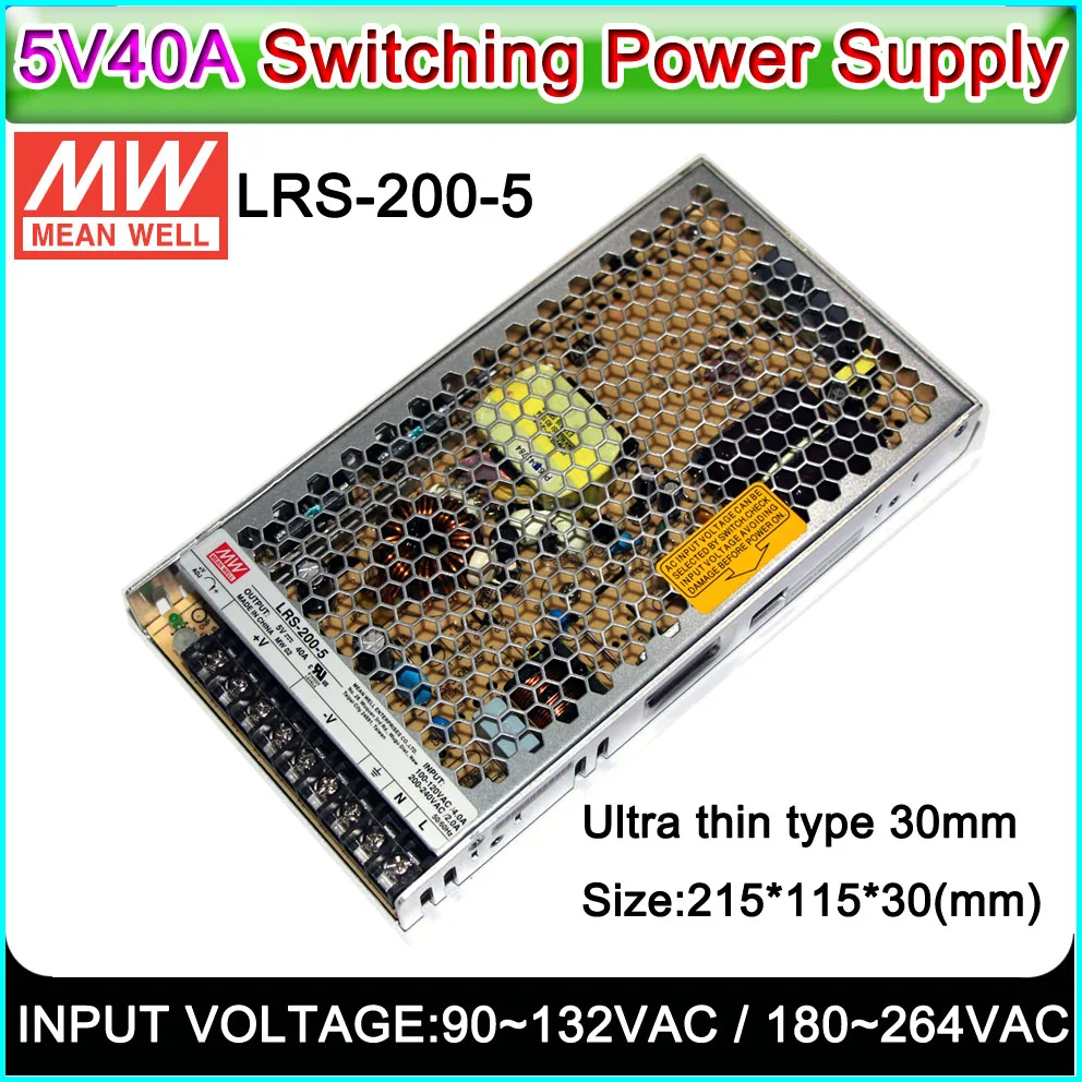 MEAN WELL LRS 200 5 переключатель питания 5V40A200W крытый/открытый полноцветный P3 ~ P10