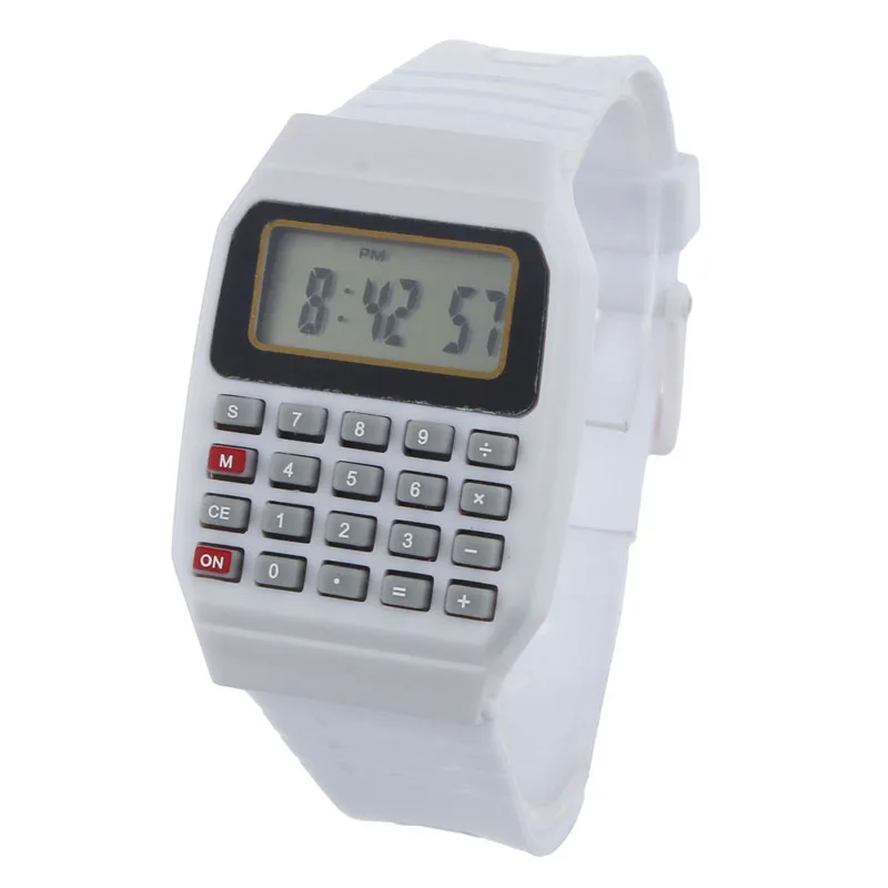 

Unsex Silicone Multi-Purpose Date Time Electronic Wrist Calculator Watch Fabulous
