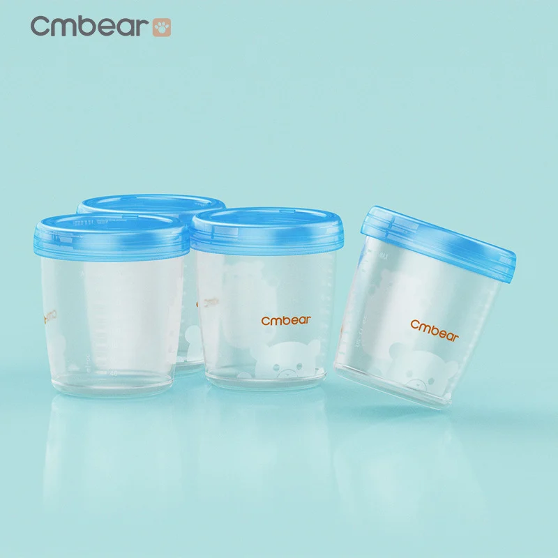Многоразовые бутылки для хранения грудного молока 4 шт CMbear с интерфейсом и Bipple BPA
