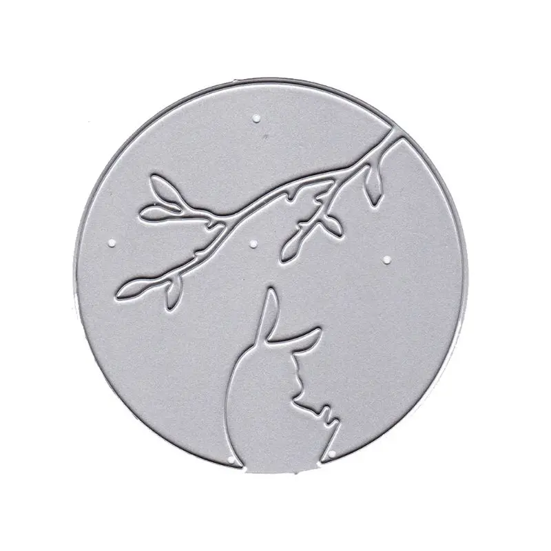

OOTDTY Moon Watching Rabbit Metal Cutting Dies Stencil DIY Scrapbooking Album Clear Stamp Paper Card Embossing Crafts Decor