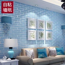 Стикер светло-голубой 3 d кирпичная зерно спальня ретро кирпичная стена бумага крыльцо палка липкие обои из гостиной ТВ-545z