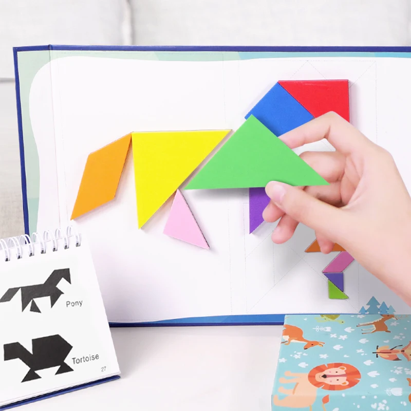 Магнитный Интеллектуальный Развивающий пазл Игрушки Tangram 7 шт. 3D из ЭВА