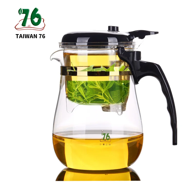 

Kungfu Teapot Cup With Filter Infuser Press AUTO-OPEN Mini Teapot Strainer For Tea Elegant Cup Heat Resistant Glass Teapot 570ml