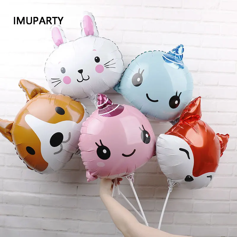 

5pcs Animal Panda Rabbit Monkey Handheld Balloon with Stick Birthday Party Decorations Kids Gift Toys for Children Party Favors